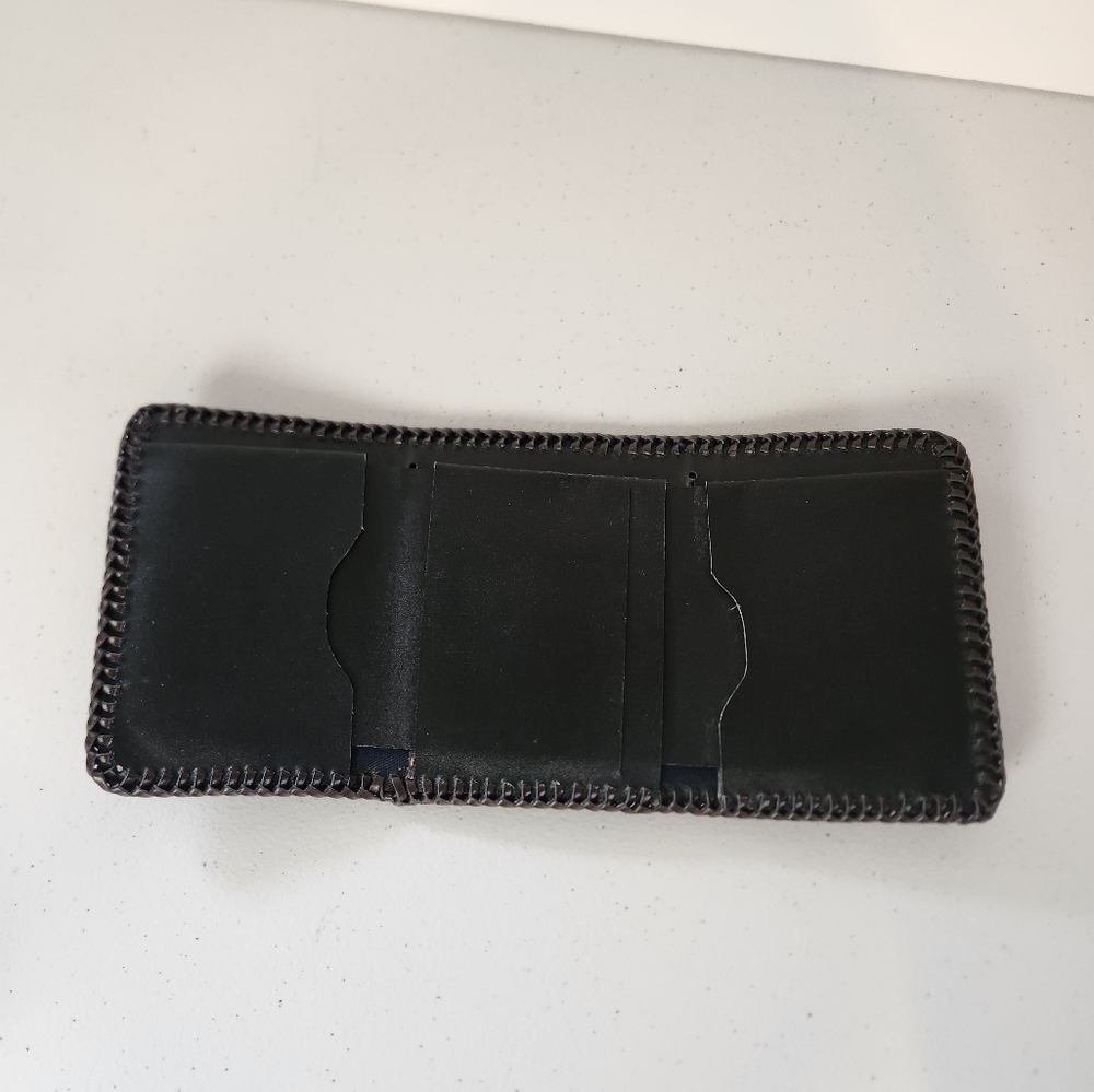 Vintage Tooled Brown Leather Wallet Mens Handmade 1970s 70s 4H Canada Western - Picture 2 of 6